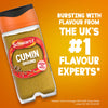 A jar of Schwartz Cumin Ground 37G is displayed on an orange background next to the text, Bursting with flavour from the UK's #1 flavour experts.