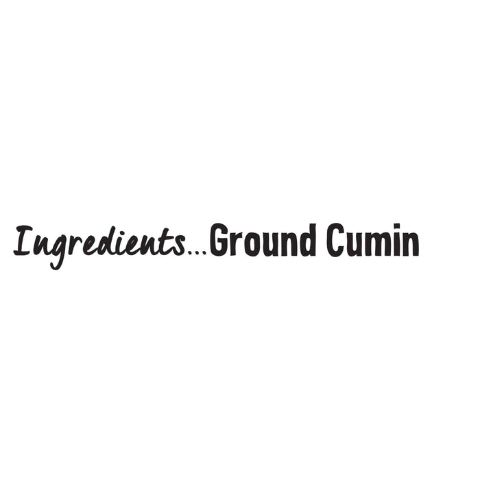 A simple graphic displaying the ingredient list for Schwartz Cumin Ground 37G in black text against a plain white background.