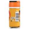 The back of a glass jar of Schwartz Ground Turmeric 37G is displayed, showing the barcode, weight, and recycling information for the glass jar and plastic cap.