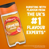 An advertisement for Schwartz Turmeric Ground 37G shows the product jar against a vibrant orange background with the text, Bursting with flavour from the UK's #1 flavour experts.