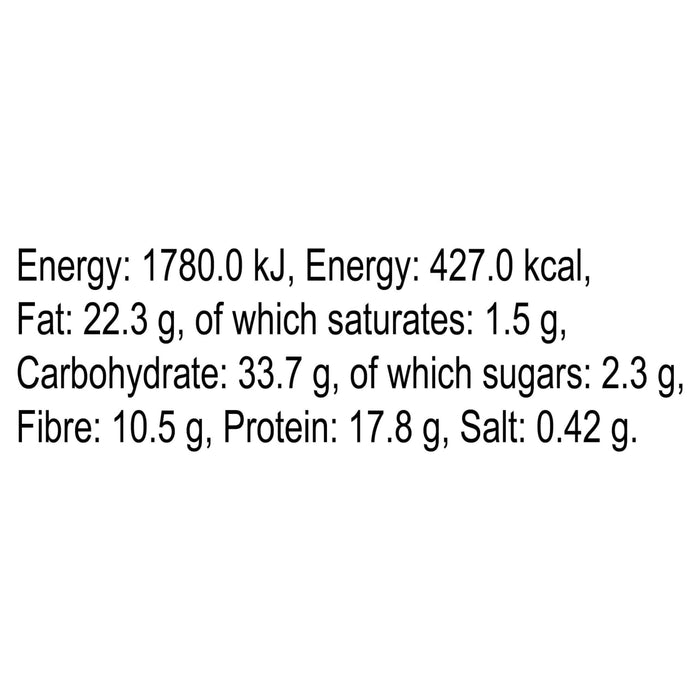 A nutritional information label for Schwartz Turmeric Ground 37G listing 427 calories and 17.8 grams of protein per 100 grams.