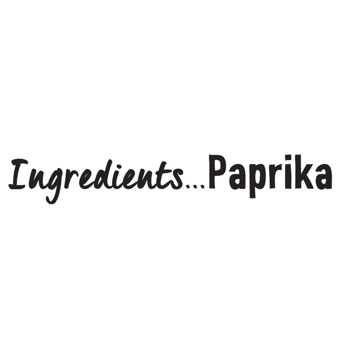 A simple graphic illustration highlighting that the only ingredient in Schwartz Paprika 40G is paprika.