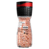 A clear glass grinder bottle of Schwartz Pink Himalayan Salt 71G features a black and red adjustable grinder head and coarse pink salt crystals visible through the jar.