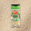 A clear jar of Schwartz Onion Granules 30G is centered on a background of the same onion granules.