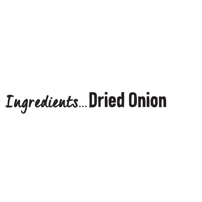 A simple graphic lists dried onion as the single ingredient for Schwartz Onion Granules 30G.