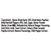 A detailed ingredient list for Schwartz New York Buffalo Seasoning 50G featuring spices like dried garlic, dried onion, and paprika along with dried red bell peppers and butter powder.