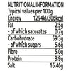 A nutritional information label for Schwartz Af N Chicken Seas showing typical values per 100g including 306 calories and 16.46g of salt.