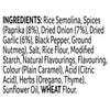 A detailed list of ingredients for Schwartz Af N Chicken Seas includes rice semolina, spices like paprika and dried onion, and wheat flour.