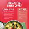 An infographic showing a 3-step recipe for Thai green curry, which can be made with a package of Sa Rt Green Curry X12, with a finished bowl of the dish pictured below.