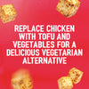 A promotional graphic with cubes of cooked tofu on a red background suggests using Sa Rt Green Curry X12 to replace chicken with tofu and vegetables for a delicious vegetarian alternative.
