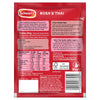 The front of a red and black packet of Sa Rt Chicken Satay X12 from the Schwartz and Rosa's Thai collaboration, showing cooking instructions and nutritional information.