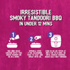 An infographic showing a three-step recipe for smoky tandoori BBQ chicken using the Af Bvp Sch Tandoori Seas, which involves mixing chicken with yogurt, adding the seasoning, and cooking it in an air fryer.