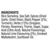 The ingredients list for the Ss Citrus And Herb Rub 24Gx20, showing components like rice semolina, sea salt, spices, and herbs.