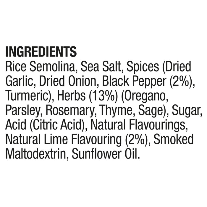 The ingredients list for the Ss Citrus And Herb Rub 24Gx20, showing components like rice semolina, sea salt, spices, and herbs.