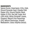 The ingredients list for the Ss Garlic And Lime Rub 24Gx20, which includes spices like cumin and dried garlic, herbs, sea salt, and natural lime flavourings.