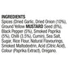 The ingredients list for the Ss Sweet And Smoky Rub 24Gx20, which includes spices like dried onion, ground yellow mustard seed, black pepper, smoked paprika, and chilli.