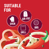 An infographic shows that the Ss Sweet And Smoky Rub 24Gx20 is suitable for the oven, air-fryer, grill, and BBQ, with illustrations of peppers and onions in the foreground.
