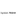 A simple graphic lists the single ingredient for Schwartz Marjoram, 8G as marjoram.