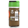 A clear glass jar of Schwartz Ground Coriander 24G features a green cap and a label with recycling information and the Royal Warrant.