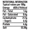 A nutritional information table for Schwartz Pilau Rice Seasoning 65G detailing typical values per 100 grams including energy fat carbohydrates protein and salt content.