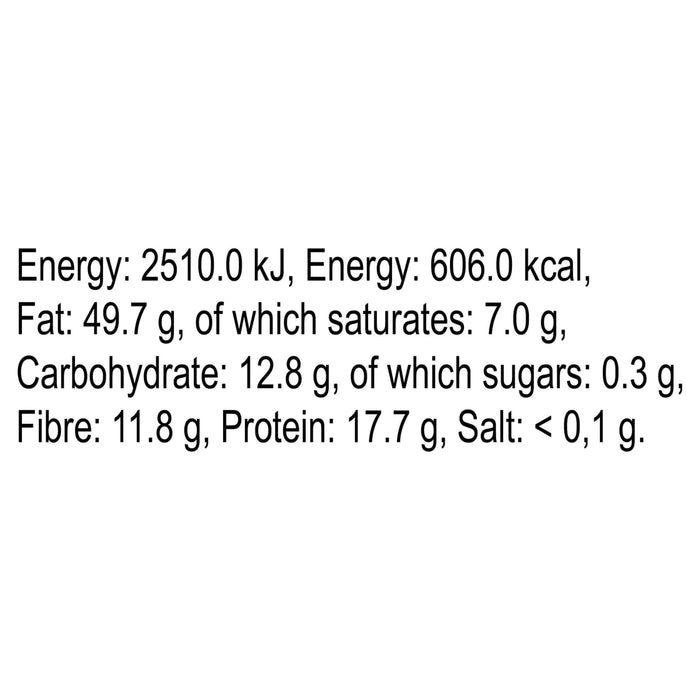 A nutritional information label for Schwartz Sesame Seeds 43G detailing energy, fat, carbohydrate, fibre, protein, and salt content.