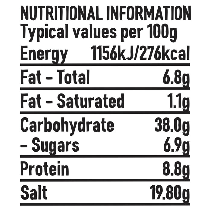 The nutritional information label for Schwartz Cajun Seasoning 44G, detailing the typical values per 100g.