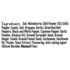 The ingredients list for Schwartz Cajun Seasoning 44G, detailing components such as salt, maltodextrin, and chilli powder.
