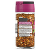 A back view of a glass jar of Schwartz Spicy Italian Seasoning 42G showing the ingredient list and usage tips on a white background.