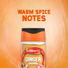 A jar of Schwartz Ground Ginger 26G Jar is centered against a warm orange background with the text Warm Spice Notes displayed above it.