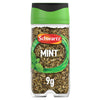 A clear glass Schwartz Mint 9G Jar filled with dried green mint leaves and topped with a bright green and black lid.