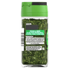 The back of a clear jar of Schwartz Flat Leaf Parsley 3G displays cooking suggestions and company information against a background of the dried green herb.