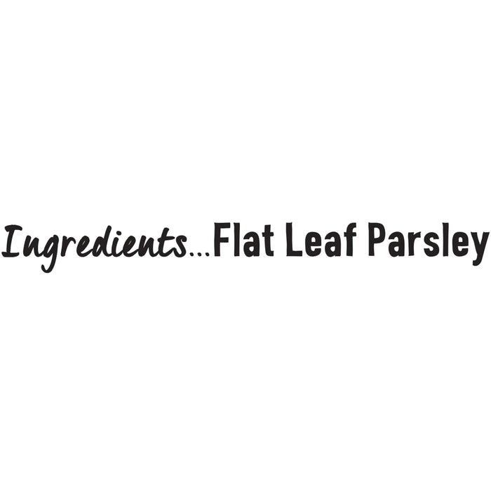 A simple graphic displaying the single ingredient of flat leaf parsley used in Schwartz Parsley, 3G.