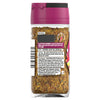 The back of a glass jar of Schwartz Piri Piri Seasoning, 39G, displays the ingredients, usage tips, and company information on its label.