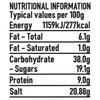 A nutritional information table infographic lists the typical values per 100g for Schwartz Classic Bbq Seasoning 44G.