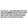 This image displays the complete ingredients list for a package of Schwartz Pepper & Garlic Steak Seasoning 46G, detailing the spices and other components.